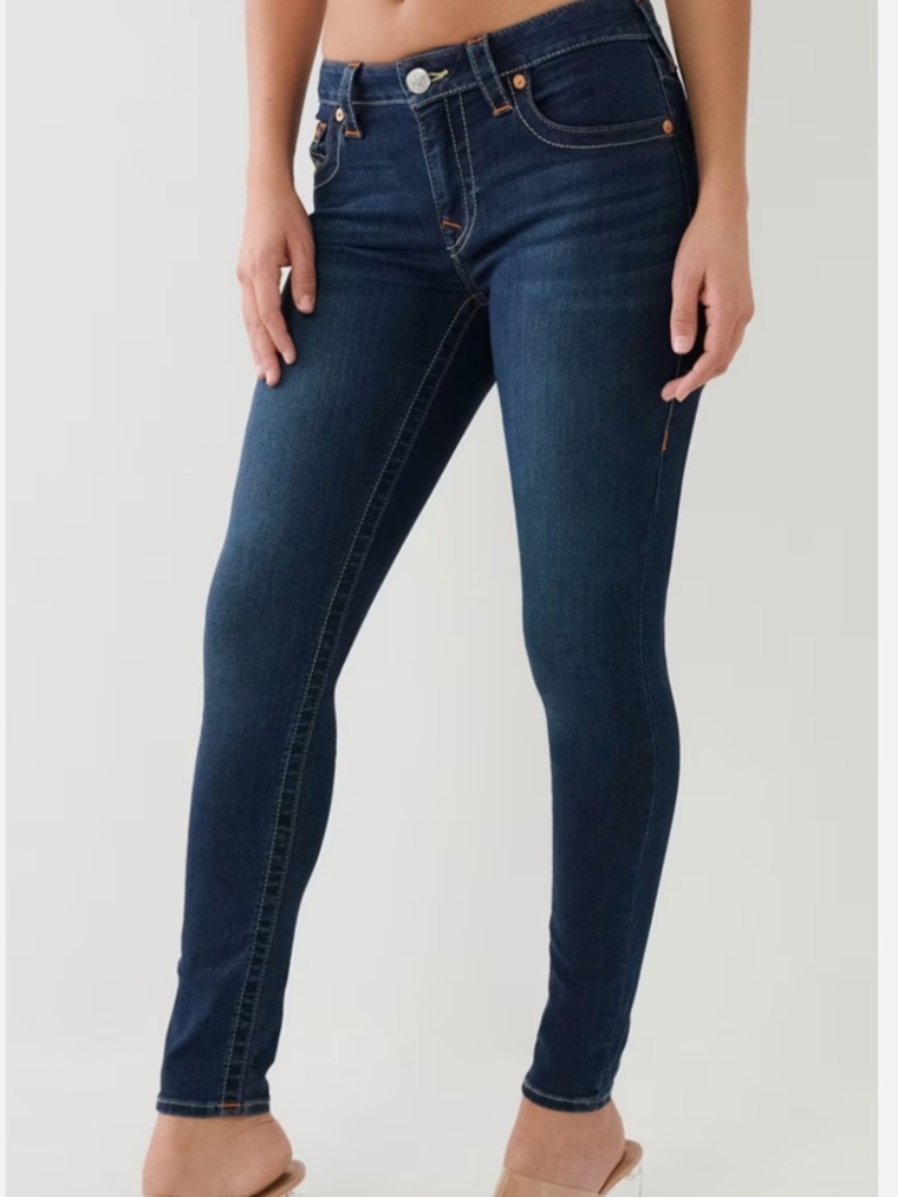 True Religion Like New Halle Mid Rise Super Skinny Women's 27 Dark Indigo Jeans
